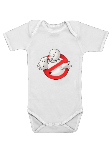  Casper x ghostbuster mashup voor Baby short sleeve onesies