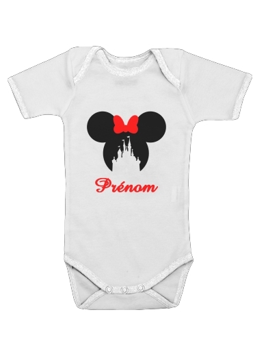  castle Minnie Face with custom name voor Baby short sleeve onesies