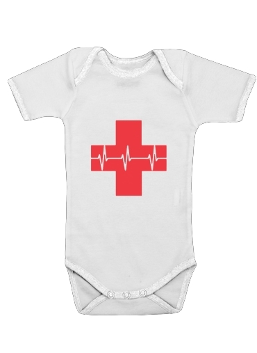  Croix de secourisme EKG Heartbeat voor Baby short sleeve onesies