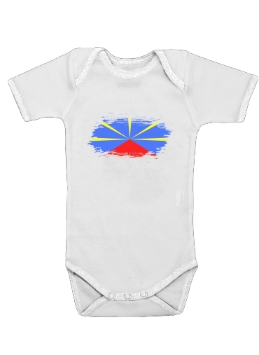  Drapeau de la reunion voor Baby short sleeve onesies