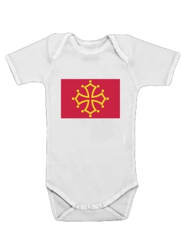  Drapeau de Midi-Pyrenees voor Baby short sleeve onesies