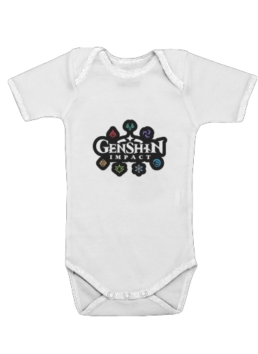  Genshin impact elements voor Baby short sleeve onesies