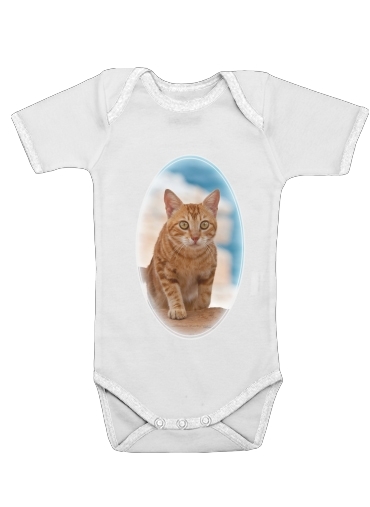  Ginger kitten on a cliff voor Baby short sleeve onesies