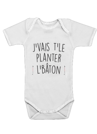  Je vais te le planter le baton Ski voor Baby short sleeve onesies