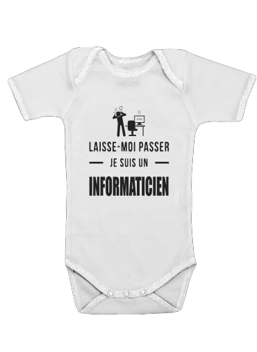  Laisse moi passer je suis informaticien cadeau voor Baby short sleeve onesies