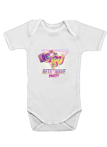  Retrowave party nightclub dj neon voor Baby short sleeve onesies