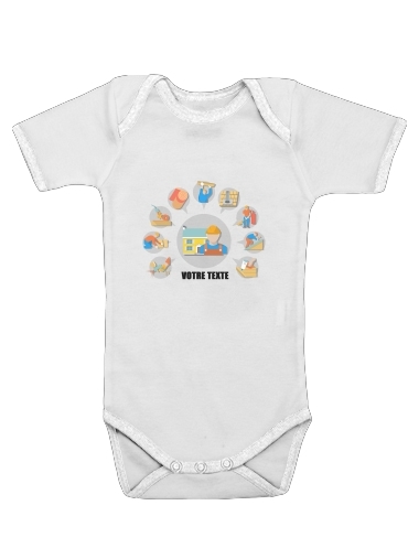  Roofer Logo custom text voor Baby short sleeve onesies