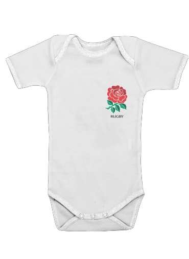  Rose Flower Rugby England voor Baby short sleeve onesies