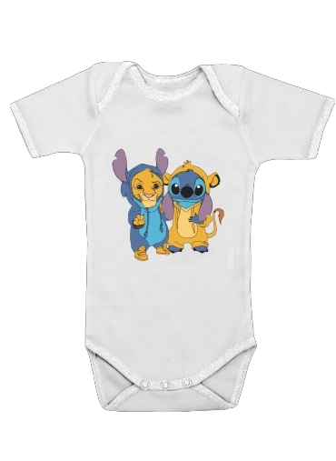  Simba X Stitch best friends voor Baby short sleeve onesies