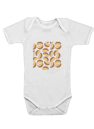  Taco seamless pattern mexican food voor Baby short sleeve onesies