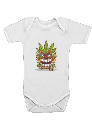  Tiki mask cannabis weed smoking voor Baby short sleeve onesies