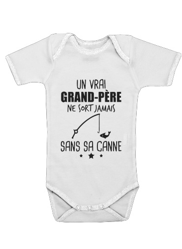  Un grand pere ne sort jamais sans sa canne Cadeau pecheur voor Baby short sleeve onesies