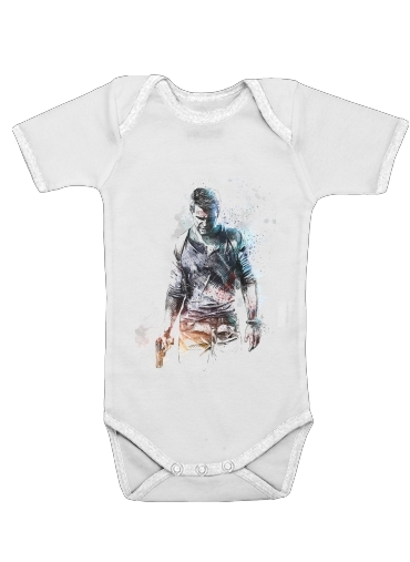  Uncharted Nathan Drake Watercolor Art voor Baby short sleeve onesies