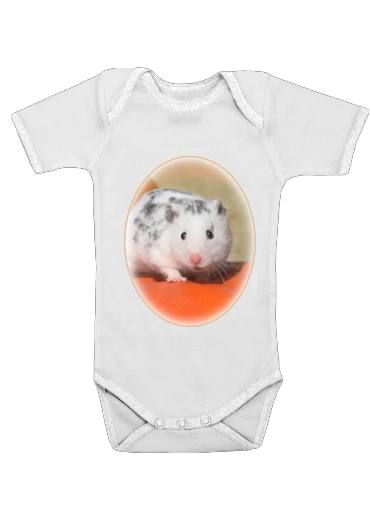  White Dalmatian Hamster with black spots  voor Baby short sleeve onesies