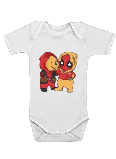  Winnnie the Pooh x Deadpool voor Baby short sleeve onesies