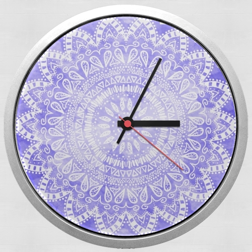  Bohemian Flower Mandala in purple voor Wandklok