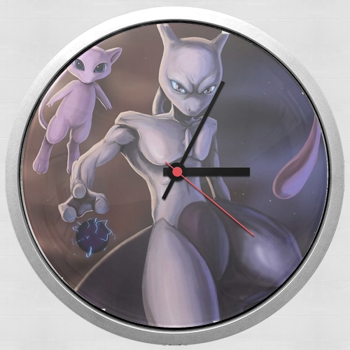  Mew And Mewtwo Fanart voor Wandklok