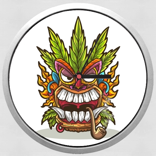  Tiki mask cannabis weed smoking voor Wandklok