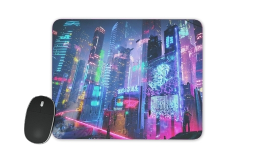  Cyberpunk city night art voor Mousepad