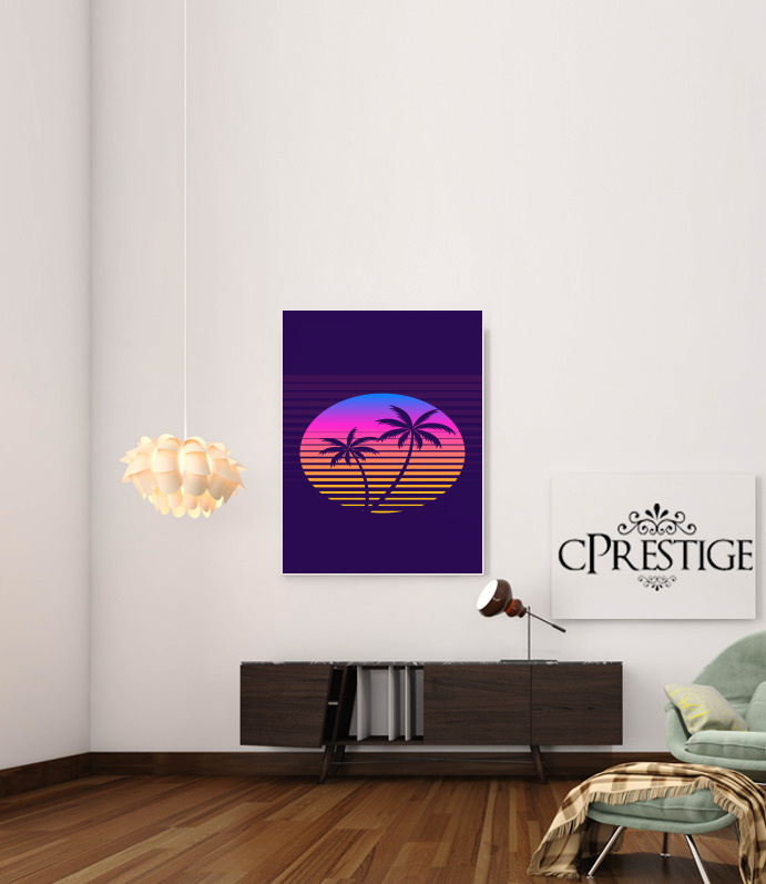  Classic retro 80s style tropical sunset voor Bericht lijm 30 * 40 cm