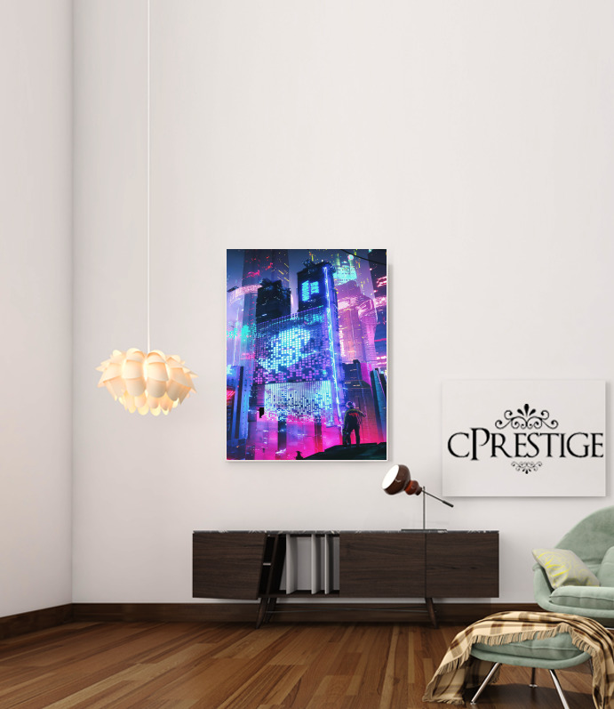  Cyberpunk city night art voor Bericht lijm 30 * 40 cm