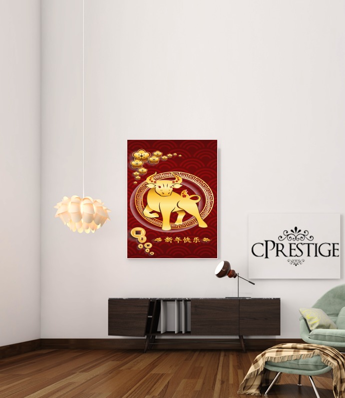  Happy The OX chinese new year  voor Bericht lijm 30 * 40 cm