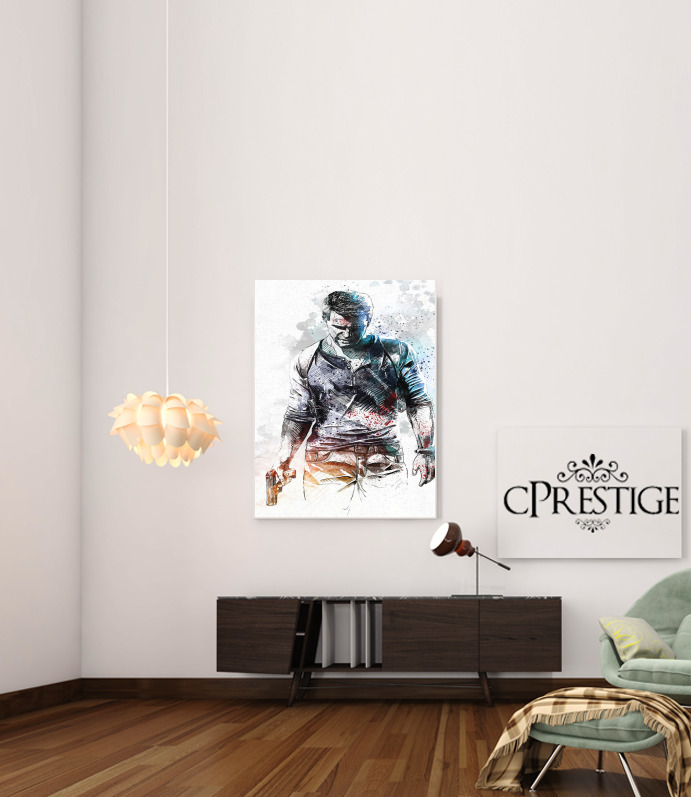  Uncharted Nathan Drake Watercolor Art voor Bericht lijm 30 * 40 cm