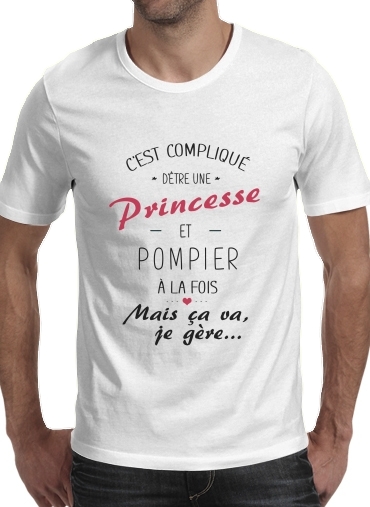  Cest complique detre une princesse et pompier voor Mannen T-Shirt