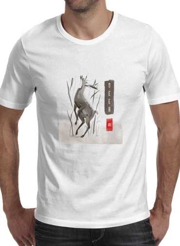  Deer Japan watercolor art voor Mannen T-Shirt