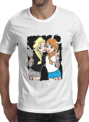  Sisters Selfie Tatoo Punk Elsa Anna voor Mannen T-Shirt