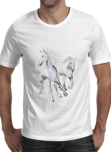  White Horses on the beach voor Mannen T-Shirt