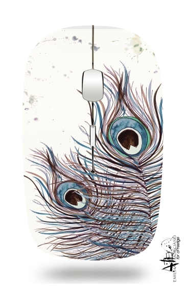  Boho Peacock Feather voor Draadloze optische muis met USB-ontvanger