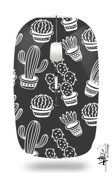  Cactus Pattern Black Vector voor Draadloze optische muis met USB-ontvanger