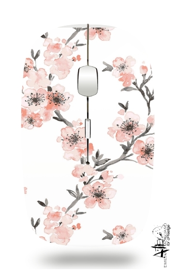  Cherry Blossom Aquarel Flower voor Draadloze optische muis met USB-ontvanger