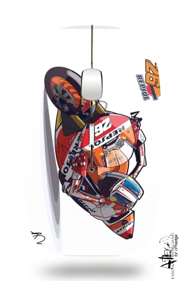 Dani Pedrosa Moto GP Cartoon Art voor Draadloze optische muis met USB-ontvanger
