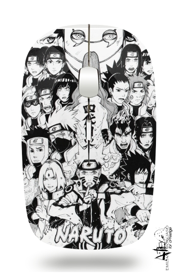  Naruto Black And White Art voor Draadloze optische muis met USB-ontvanger