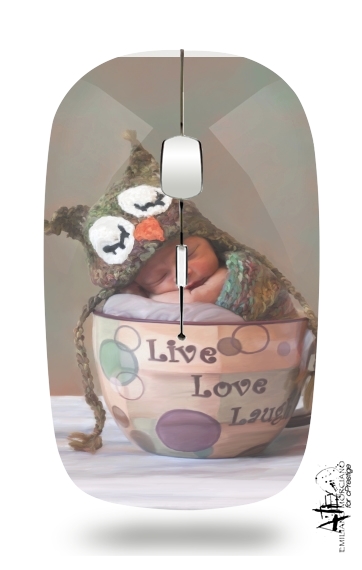  Painting Baby With Owl Cap in a Teacup voor Draadloze optische muis met USB-ontvanger