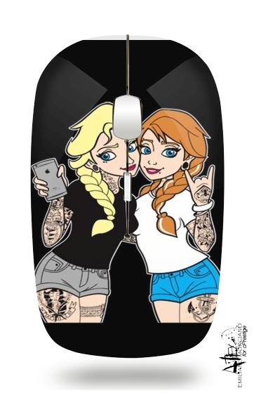  Sisters Selfie Tatoo Punk Elsa Anna voor Draadloze optische muis met USB-ontvanger