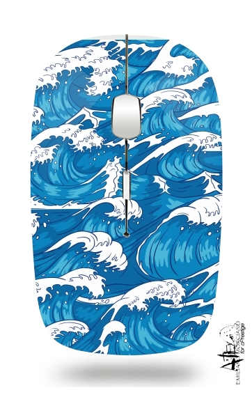  Storm waves seamless pattern ocean voor Draadloze optische muis met USB-ontvanger