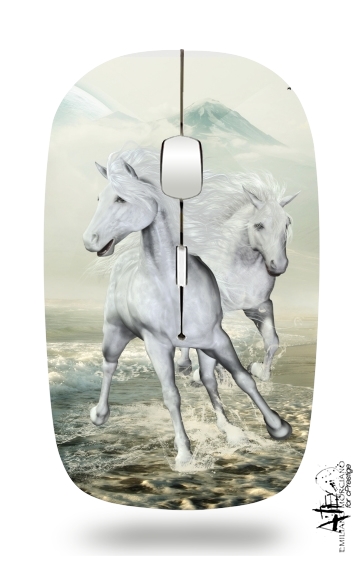  White Horses on the beach voor Draadloze optische muis met USB-ontvanger