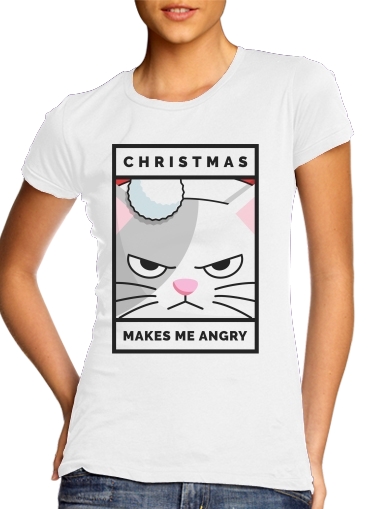  Christmas makes me Angry cat voor Vrouwen T-shirt