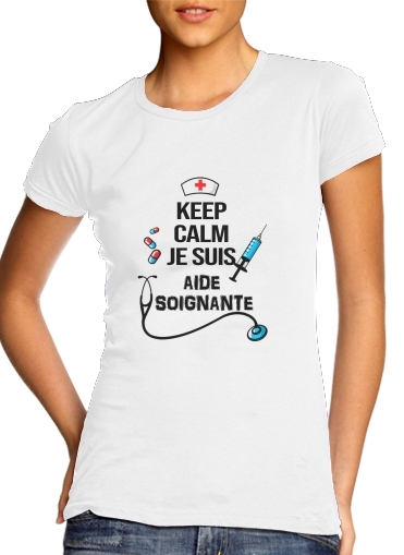  Keep calm je suis aide soignante voor Vrouwen T-shirt