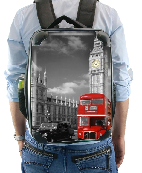  Red bus of London with Big Ben voor Rugzak