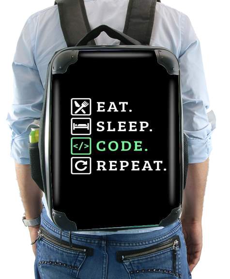  Eat Sleep Code Repeat voor Rugzak