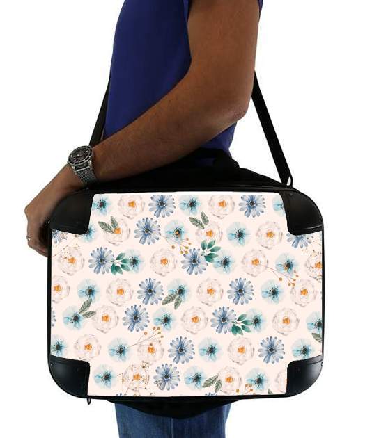  Blue & White Flowers voor Laptoptas