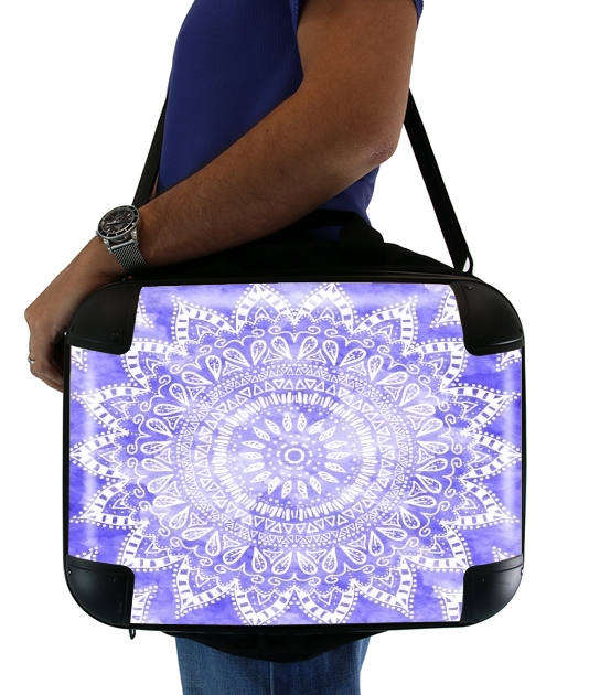  Bohemian Flower Mandala in purple voor Laptoptas