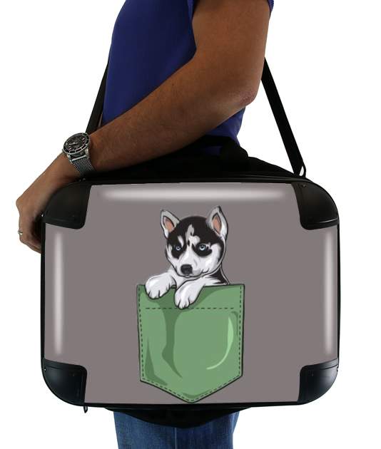  Husky Dog in the pocket voor Laptoptas