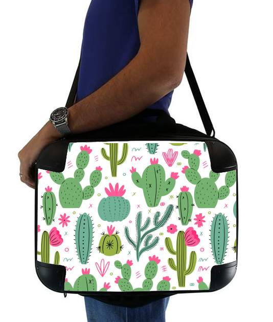  Minimalist pattern with cactus plants voor Laptoptas