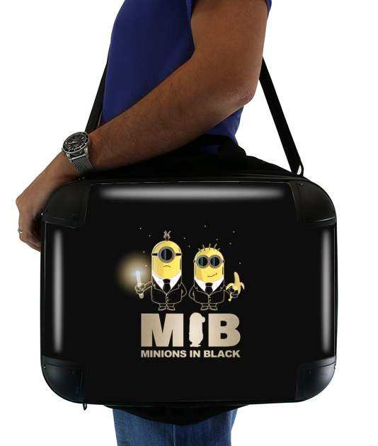  Minion in black mashup Men in black voor Laptoptas