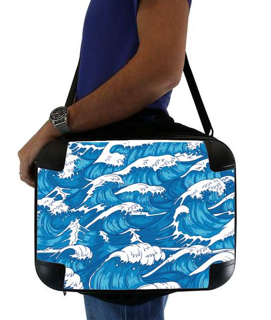  Storm waves seamless pattern ocean voor Laptoptas